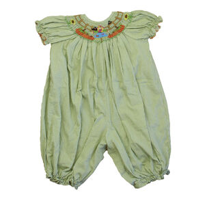 Be Mine Girls Green | White Scarecrow Romper size: 6 Months